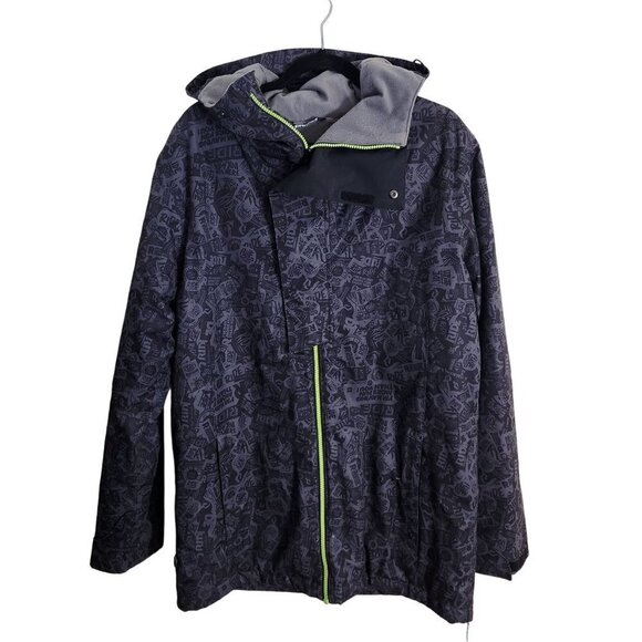 Ride Hawthorne Insulated Snowboard Jacket All Over Logo Print Neon Zip Size M - Picture 1 of 11